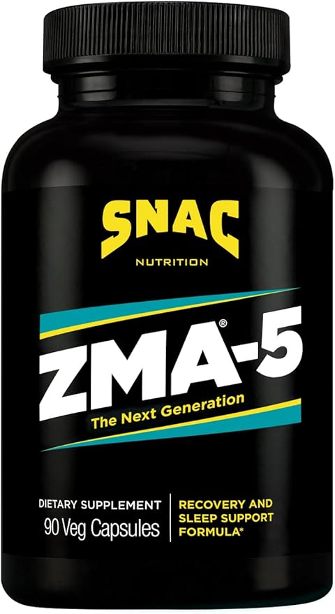 SNAC ZMA-5 Mineral Supplement - Supports Muscle Function, Restful Sleep, Immune Health and Relaxation with Zinc, Vitamin B6, Magnesium and 5-HTP for Sleep, Anxiety, Calmness - 90 Veggie Capsules