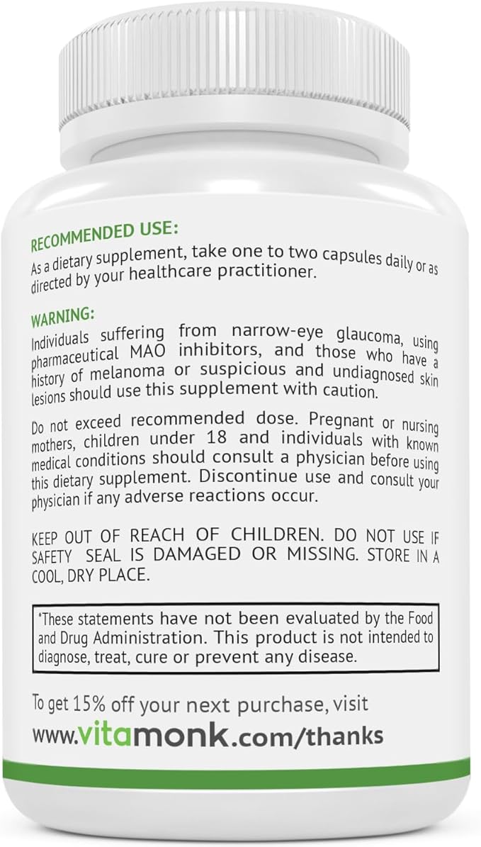 VitaMonk Dopify Dopamine Supplement Dopamine Booster with Uridine Monophosphate, Mucuna Pruriens, L-Theanine, Tyrosine and More - No Artificial Fillers, Just Brain Food - 60 Capsules
