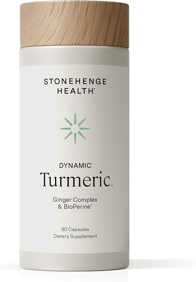 Stonehenge Health Dynamic Turmeric Curcumin with Ginger - High Potency - 1,650 mg Turmeric with 95% Curcuminoids & BioPerine, 90 Vegetarian Capsules