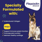 Vetoquinol Flexadin Advanced Hip and Joint Supplement with Undenatured Collagen for Dogs, One Chew a Day Hip and Joint Support Chew for Dogs and Cats, Clinically Proven Vet-Approved Formula, 60 Chews