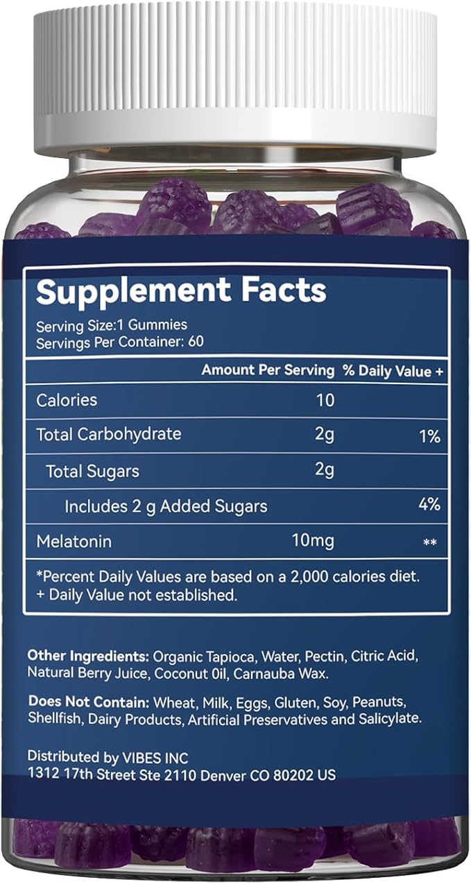 Melatonin 10mg Gummies for Sleep Support, Natural Berry Flavor, Non-GMO, Gluten Free, Vegan, 60 Count, 2 Month Supply – Bedtime Relaxation & Restful Sleep Aid