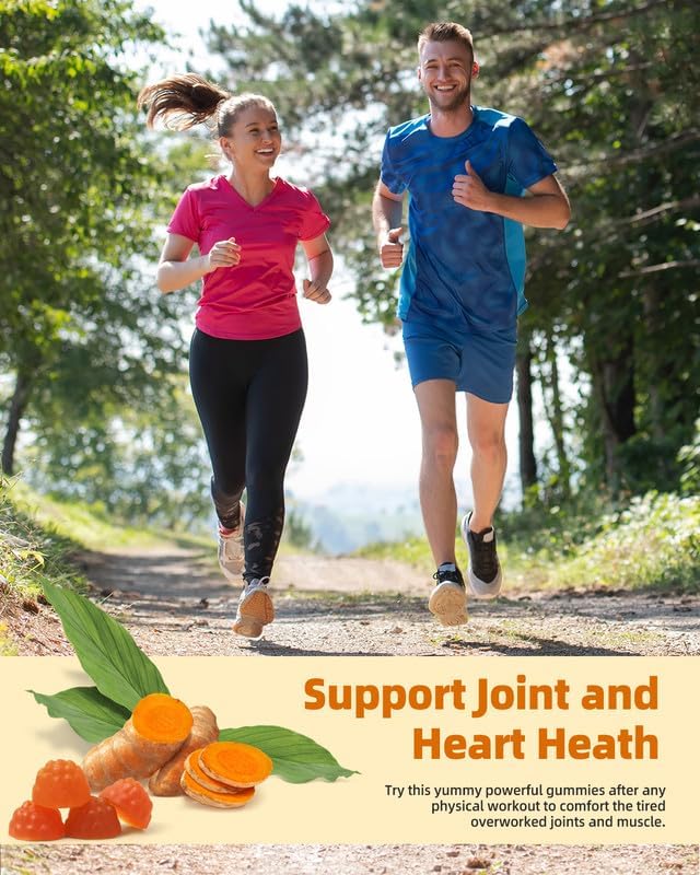 Turmeric Gummies with Black Pepper for Inflammation, Turmeric and Ginger Supplement for Immune Joint Support, Sugar Free Curcumin Ginger Gummies for Adult Vegan Non-GMO