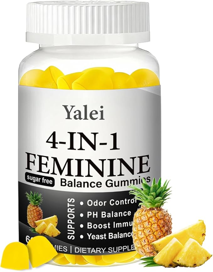 4-in-1 Nuora Premium Feminine Balance Gummies & PH Balance Gummies for Women - Immune Support & Healthy Odor & Flora - Vegan,Non-GMO - Hawaiian Pineapple,60 Count