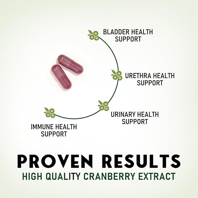 Cranberry Supplement Pills - 500mg Cranberry Extract & High Potency Vitamin C Per Serving - Urinary Tract Health Support for Women & Men - Vegan, Gluten Free, Non-GMO, Made in USA - 60 Capsules