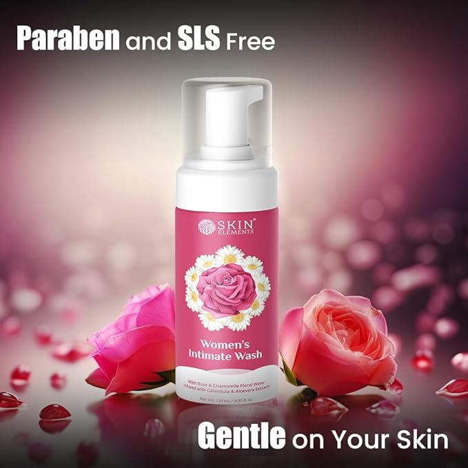 Skin Elements Intimate wash for Women 120 ml | with Rose Water, Chamomile, Calendula & Aloe Vera Extracts | Controls Bad Odor & Skin Discomforts | Restores the pH balance