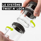 BlenderBottle GoStak Twist n' Lock Storage Jars, 150cc 2-Pak, Black