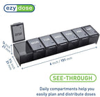 EZY DOSE Weekly (7-Day) Daily Pill Organizer, Vitamin Planner, and Medicine Container, Large Compartments, Easy to Open, Travel Friendly, Includes One Black and One White (2 Pack), Made in The USA