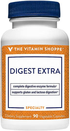 The Vitamin Shoppe Digest Extra Enzymes - Advanced Digestive Support | Gluten Dairy Protein Fat | 90 Vegetable Capsules | Comprehensive
