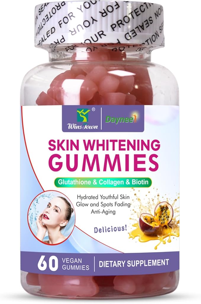 Skin Whitening Gummies, with I-Glutathione, Collagen & Bioth, Antioxidant & Skin Care, Anti-Aging, 60 Count