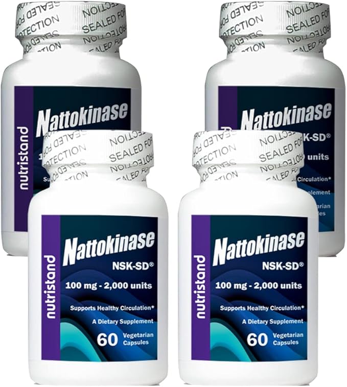 Nattokinase 2,000 Units 60 Caps. Cardiovascular Superfood of Japan - Made in The USA with Japanese NSK-SD Nattokinase. The Original and Most Studied Nattokinase Brand. (4 Bottles of 60 Capsules)