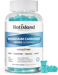 Magnesium Carbonate Gummies 500mg, Chewable Magnesium Supplement for Digestive Support, Muscle & Nerve Health, with Zinc, B6 & D3, Sugar Free, Vegan, Mixed Berry Flavor, 60 Counts