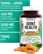 FarmHaven Glucosamine Chondroitin MSM with Boswellia, Turmeric| Added Hyaluronic Acid & Vitamin D3 | Promotes Joint & Muscle Health & Inflammation Response | Non-GMO & Gluten Free | 90 Capsules