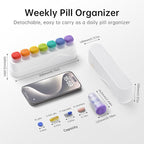 Weekly Pill Organizer 1 Time a Day, KOVIUU Removable Pill Box 7 Day, Portable Travel Pill Case, Once Daily Medication Container Holder, Week Pillbox Dispenser for Vitamin Medicine Supplement, White