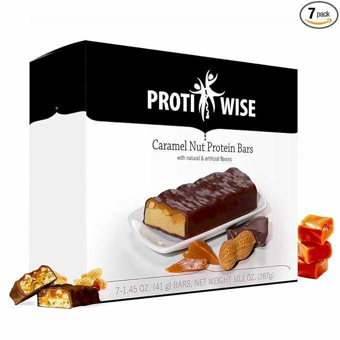ProtiWise Protein Bar – 15g Protein, Low Carb, Low Sugar, High Fiber, Low Calorie Meal Replacement Nutrition Bar, Healthy Snack for Weight Management Diet (Caramel Nut, 7 Count)