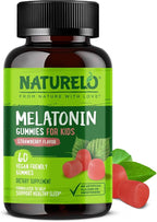 NATURELO Melatonin Gummies for Kids Non-GMO, Gluten-Free, Soy Free - Strawberry Flavor - Gentle Sleep Supplement - 60 Vegetarian Gummies