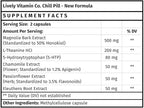 LIVELY VITAMIN CO. Chill Pill - Calm Mood - Relax - Restful Deep Sleep - REM - Stress - Anxiousness - Magnolia Bark - Chamomile - L-Theanine - Passionflower - 5-HTP - 180 Vegan Capsules
