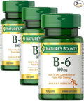 Nature's Bounty Vitamin B6 100mg Tablets - Supports Energy Metabolism & Nervous System Health, 100 Count (Pack of 3)