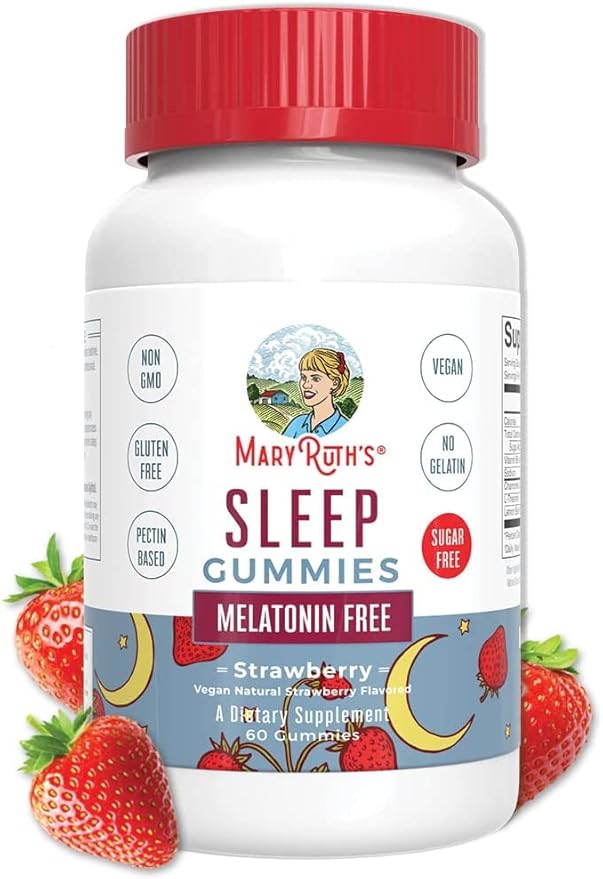 MARYRUTH'S Sleep Gummies | Sugar Free | NO Melatonin | L Theanine | Lemon Balm Leaf | Chamomile | Vitamin B6 | Relaxation & Sleep Support | Stress Relief | Vegan | Gluten Free | 60 Count