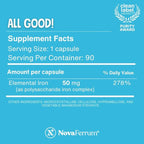NovaFerrum All Good | Iron Capsule Supplements for Adults | Anemia | 50mg of Iron | 30 Servings | Sugar Free | Vegan | Gluten Free (Pack of 2)