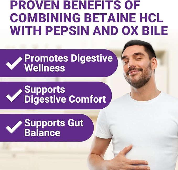 Digestive Enzymes with Ox Bile and Betaine HCl (100 Caps) Ox Bile Supplements for No Gallbladder with Papain & Pepsin A | Pancrease Cleanse & Detox - Pancreatin Digestion Enzymes for Women & Men