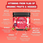 Llama Naturals Kids Multivitamin Gummies | Real Fruit, No Added Sugar Cane | Organic Vegan Toddler Whole Food Vitamins | Vitamin D, C & Beta Carotene Gummy Supplement | Strawberry 180 Ct (2-3 Months)