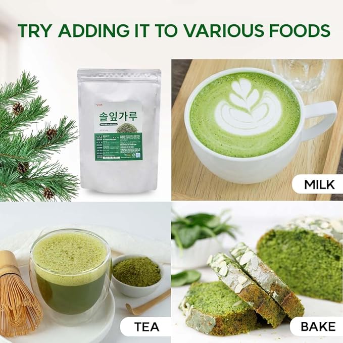 K-Herb Korean Pine Needle Powder – 100% Pure Wild-Harvested Pine Needles from Korea, Natural Herbal Tea Ingredient 솔잎가루 (10.6 oz (300g), Pine Needle)