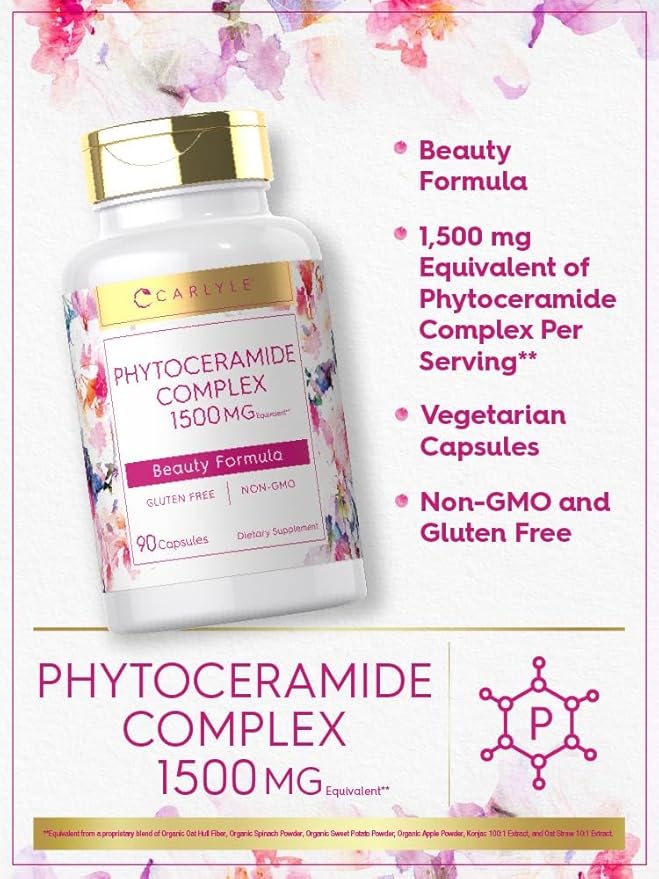Carlyle Phytoceramide Supplement | 90 Capsules | with Organic Sweet Potato | Beauty Formula Complex | Vegetarian, Non-GMO and Gluten Free