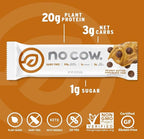 No Cow Vegan Protein Bars, Upgraded Peanut Butter Variety Pack | 20g Plant Based Protein, Gluten Free, Dairy Free, Soy Free, Keto Friendly, Low Sugar, High Fiber Snack Bars | Pack of 12