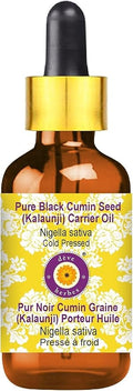 Deve Herbes Pure Black Cumin Seed (Kalaunji) Carrier Oil (Nigella Sativa) with Glass Dropper Cold Pressed 50ml (1.69 oz)