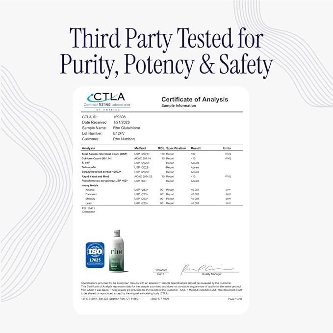 Rho Nutrition Liposomal Glutathione - Ultra High Absorption Liquid Glutathione Supplement - Supports Natural Detoxification, Immune System, Skin Health, Mental Clarity & Overall Well-Being