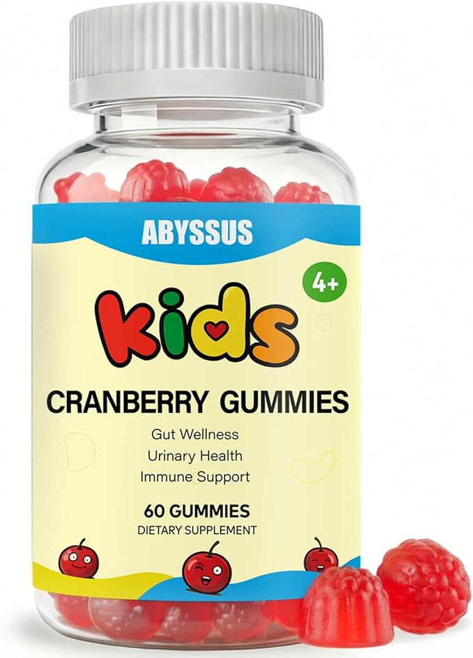 ABYSSUS Cranberry Gummies for Kids, D-Mannose with Cranberry Supplement, Elderberry & Vitamin C & Zinc, Urinary Tract Health & Immune Support, 60 Count