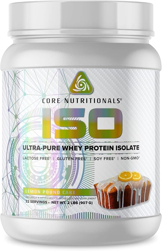 Core Nutritionals ISO Whey Protein Isolate | High-Purity Protein from Whey Isolate | Lean Muscle & Recovery Support | 32 Servings (Lemon Pound Cake)
