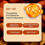 WeightWorld Vitamin D3 K2 5000IU Capsules for Bone Strength & Immune Health - 4 Months Supply Vitamin D3 and K2 Supplements - 120 Vegan D3 K2 Capsules for Women and Men, Non-GMO, Gluten-Free