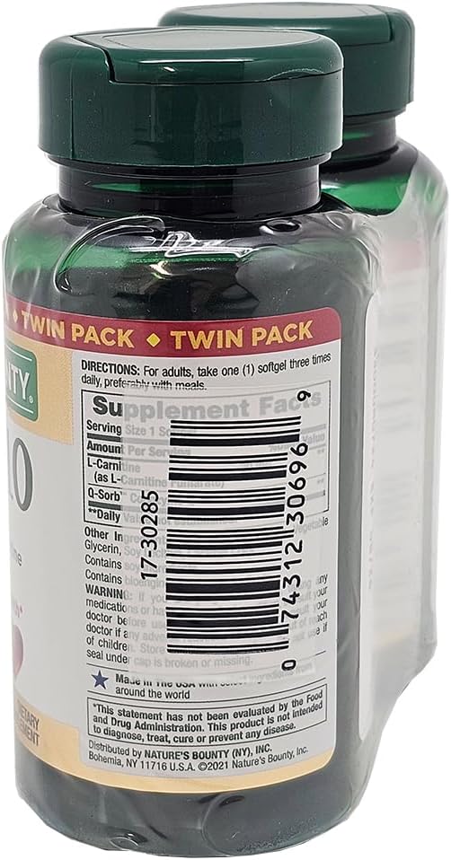 Nature's Bounty CoQ10 100mg Twin Pack, 60 Count, 2 Pack