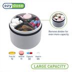 EZY DOSE Mini Vitamin Organizer, Multi Compartments, Portable and Compact Design, Easy Access Sliding Pill Dispenser, Supplement Organizer with Anti-Mix Design, Travel-Sized, White and Black, Medium