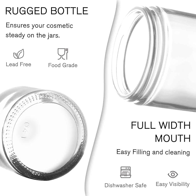 Small Glass Containers with Lids, Tecohouse 4 oz, 2 oz and 1 oz Clear Glass Jars with Lids & Inner Liners, Mini Travel Toiletries Container for Slime, Makeup, Cream, Lotion, Cosmetic - 3 pack