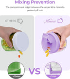 AMOOS Cute Pill Dispenser with 7 Large Compartments, Portable Pill Bottle Organizer with Wide Opening for Easy Use, Anti-Mix Pill Organizer for Travel, BPA-Free Pill Container, Purple