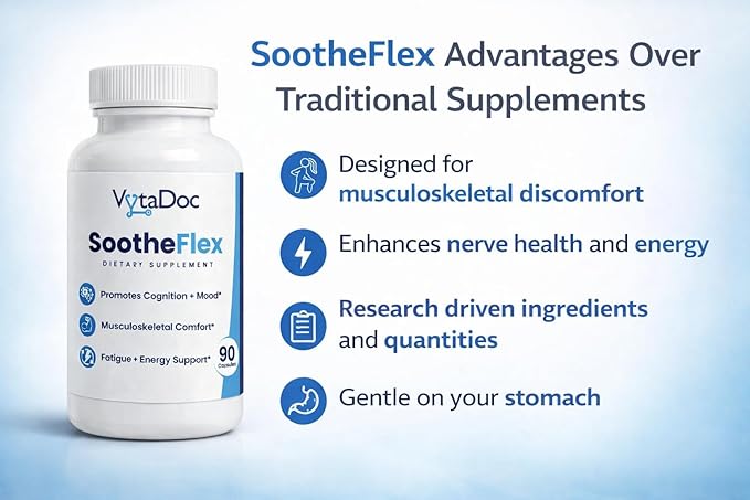 SootheFlex Joint, Energy & Mood Support for Women | Turmeric 900mg, Ferrochel® Iron, Magnesium Malate, Vitamin D3, Ginger, Selenium | 90 Capsules | Gentle Iron — Easy on Digestion