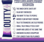OUTTY Courage Powder Social Energy & Mood Support Drink Mix With Taurine, L-Theanine & Oroxylin A Stress Relief, Mental Clarity & Alcohol Alternative Acai Mixed Berry (15 Stick Packs)