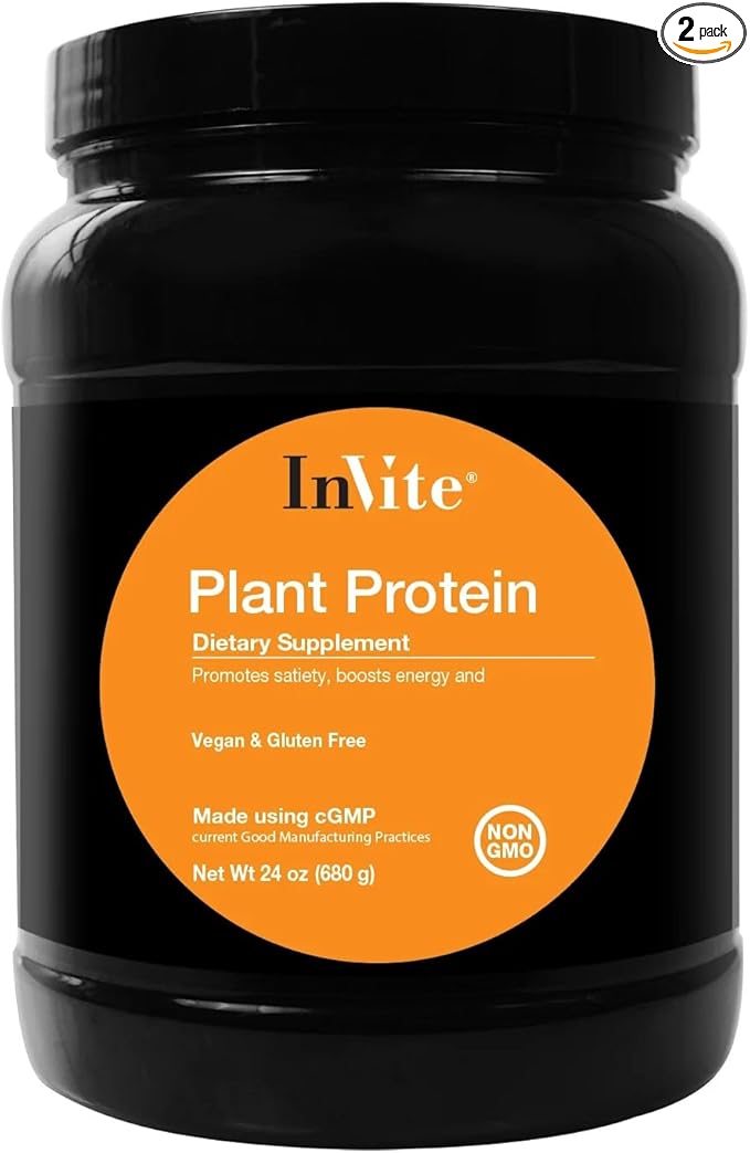 Invite Health Plant Protein Vanilla - Promotes Satiety - Boosts Energy - Supports Lean Muscle Mass - 24Grams (Approx. 1 Scoop) - 20 Servings (2-Pack)