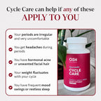 Osh Cycle Care – Natural Period Pain & Cramp Relief for Women | Hormonal Acne Support, Bloating & Mood Balance | Ayurvedic Supplement with Chasteberry, Shatavari & Borage Oil | 60 Capsules