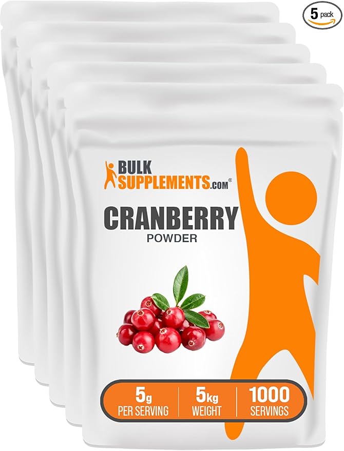 BulkSupplements.com Cranberry Powder - Cranberry Supplements for Women & Men, Dried Cranberries Unsweetened - Gluten Free & Sugar Free, 5g per Serving, 1kg (2.2 Pound) (Pack of 1)