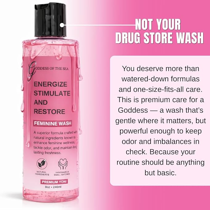 Premium Yoni Feminine Wash – pH Balance Minty Feminine Wash – Natural Ingredients Feminine Care Daily Wash Great for Odor, Discharge, Dryness, BV – 8oz Bottle