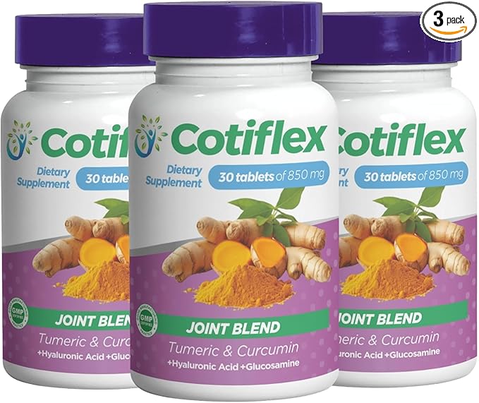 Dietary supplement for joints | 3 Pack | With hyaluronic acid, turmeric, glucosamine sulfate and magnesium oxide | Promotes joint mobility, lubrication and flexibility | 30 capsules of 850 mg each