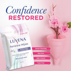 Luvena Feminine Wipes for Women — pH Balanced, Dermatologist Tested, Gentle Intimate Cleansing Cloths, Cucumber Scented, Travel Size (25 Count, 1 Pack)