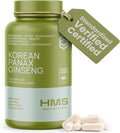 HMS Nutrition Korean Red Panax Ginseng 2000mg Supplement – 120 Vegan Capsules, Max Strength Ginsenosides, NSF Certified Extract for Energy, Stamina, Focus, Performance & Immune Support