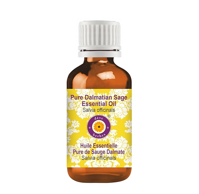 Deve Herbes Pure Dalmatian Sage Essential Oil (Salvia officinals) Steam Distilled 100ml (3.38 oz)