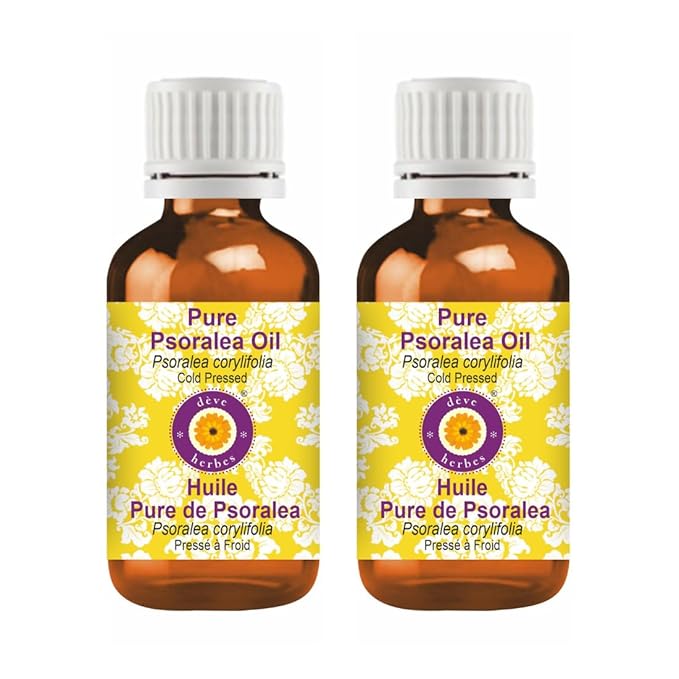 Deve Herbes Pure Psoralea Oil (Psoralea corylifolia) Cold Pressed (Pack of Two) 100ml X 2 (6.76 oz)