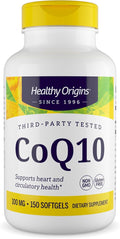 Healthy Origins® CoQ10 100 mg – Natural Trans-Isomer Ubiquinone – Yeast Fermented, Supports Heart Health & Cellular Energy – Non-GMO 150 Softgels
