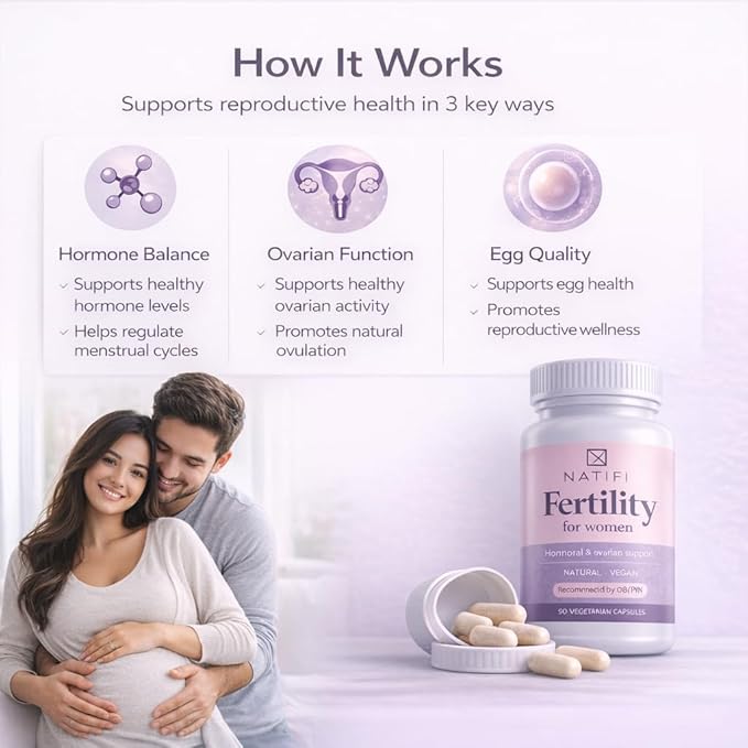 Natifi Conception Fertility Prenatal Vitamins Regulate Cycles, Balance Hormones, Aid Ovulation. Conception Multivitamin for Women. Healthier Pregnancy -60 Capsules- Folic Acid, Myo Inositol, Vitex.
